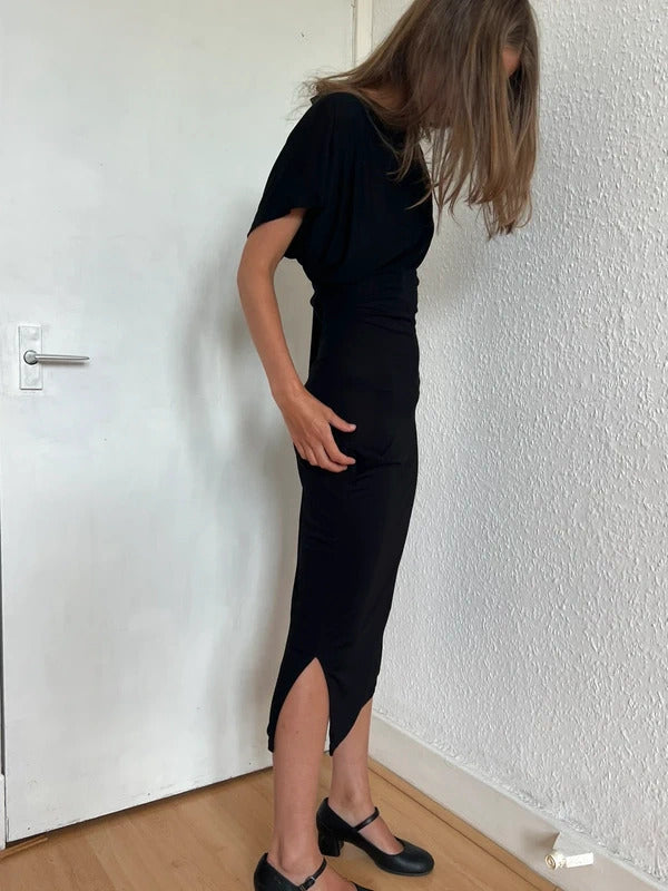Vivienne Westwood Anglomania Draped Midi Dress Size M Black Made in Italy NWT
