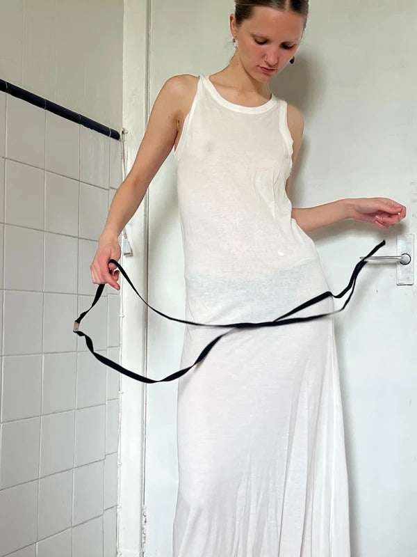 Ann Demeulemeester Leen Double Layer Maxi Dress White FR34 / UK6 XS