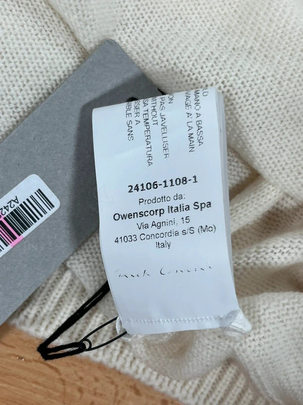 Rick Owens Lido Wool Jumper Ivory Sheer Knit Crew Neck Size S Made in Italy