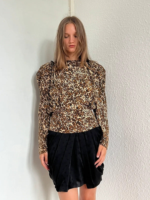 RRP €620 Isabel Marant Silk Blouse FR34 US2 UK6 XS Leopard Print Made in Portugal