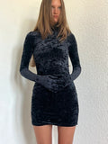 Vetements Velour Mini Dress with Glove Sleeves – Black – XXS