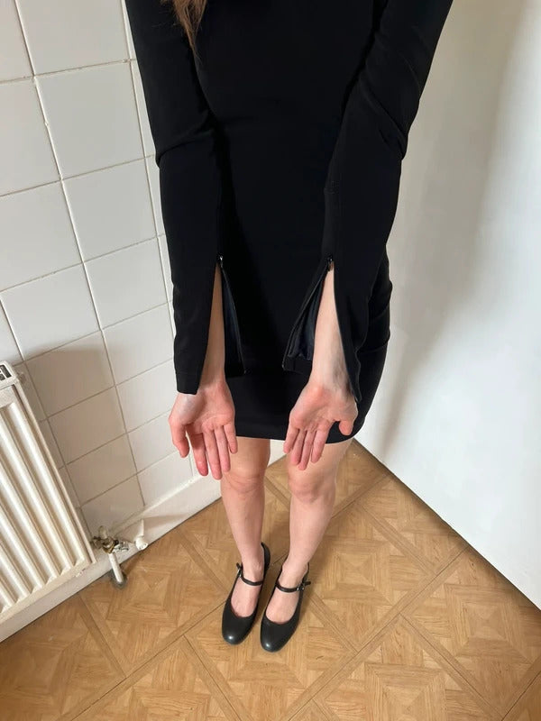 Balenciaga Black Mini Dress XS Padded Shoulders Bodycon Designer