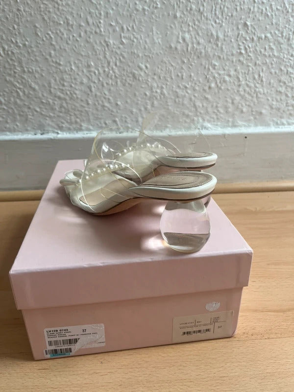 Simone Rocha PVC Pearl Beaded Mule Sandals EU37 UK4 US7 Made in Portugal