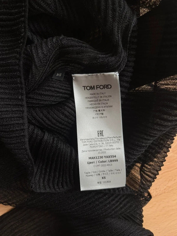 Tom Ford Mesh Knit Top XS Silk Black Made in Italy