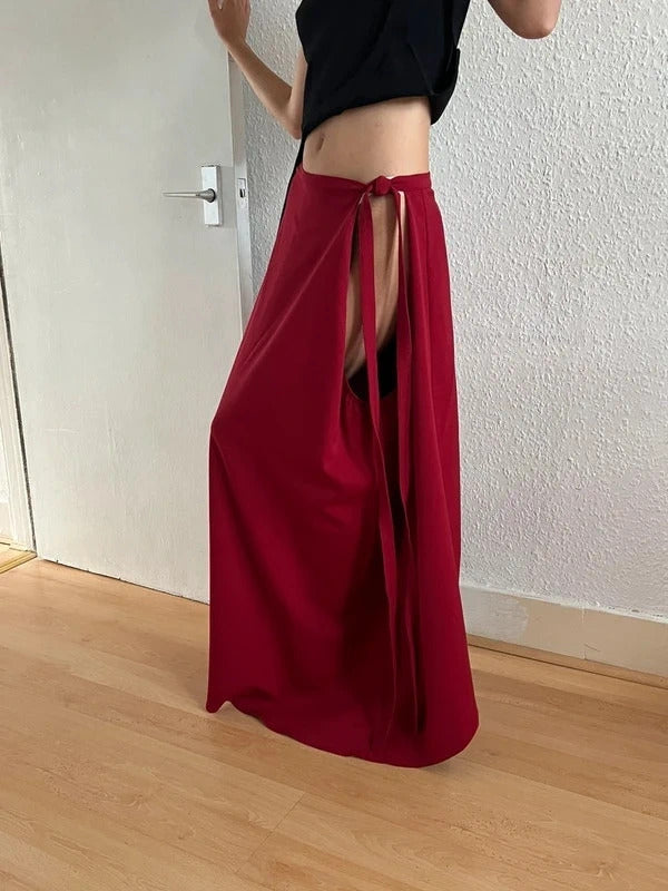 Y/Project Red Wool Maxi Side-Slit Skirt – Size S