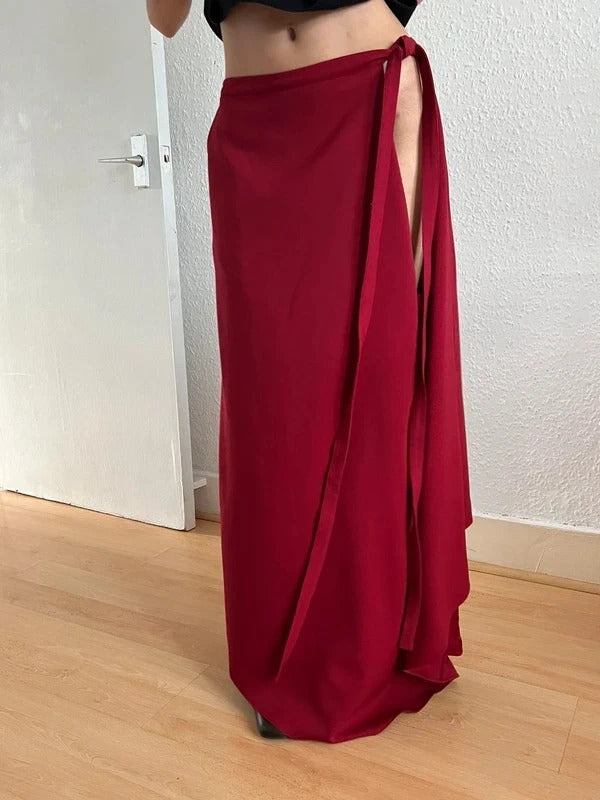 Y/Project Red Wool Maxi Side-Slit Skirt – Size S