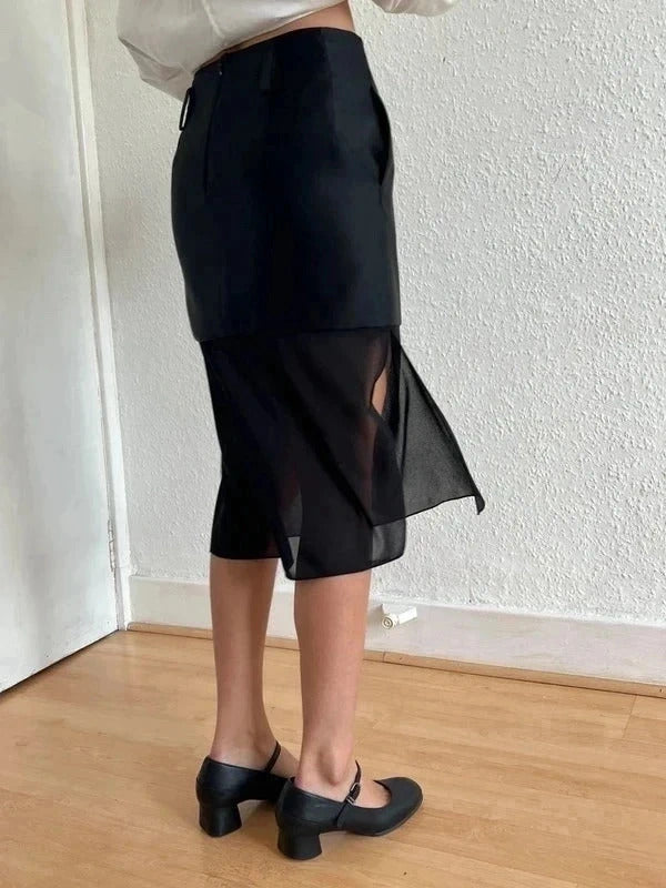 Tom Ford Silk Satin Midi Skirt – Black – IT36 / US2 / UK4 / XS – Sheer Hem – Made Italy