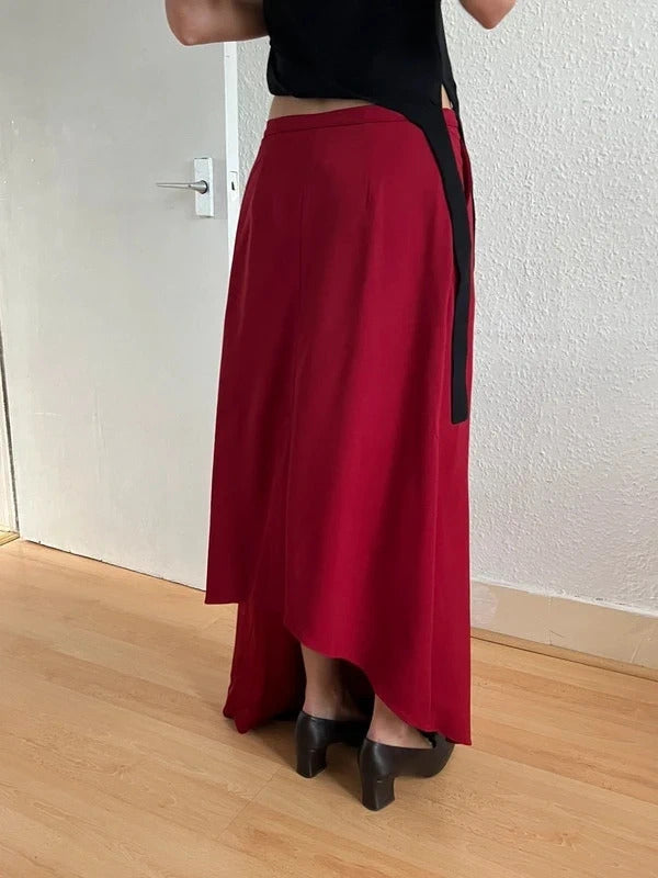Y/Project Red Wool Maxi Side-Slit Skirt – Size S