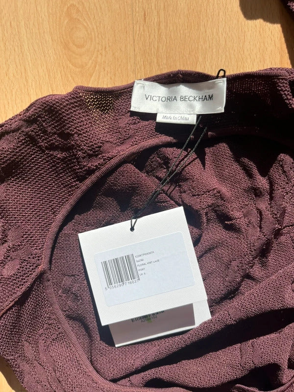 Victoria Beckham Lace Body Top Size S Brown Open Back