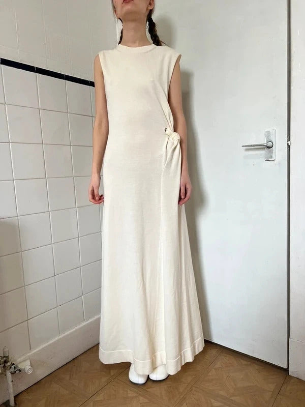 Jil Sander Open Back Wool Maxi Dress FR36 / UK8 Sculptural Knit