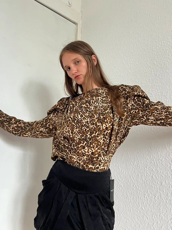 RRP €620 Isabel Marant Silk Blouse FR34 US2 UK6 XS Leopard Print Made in Portugal