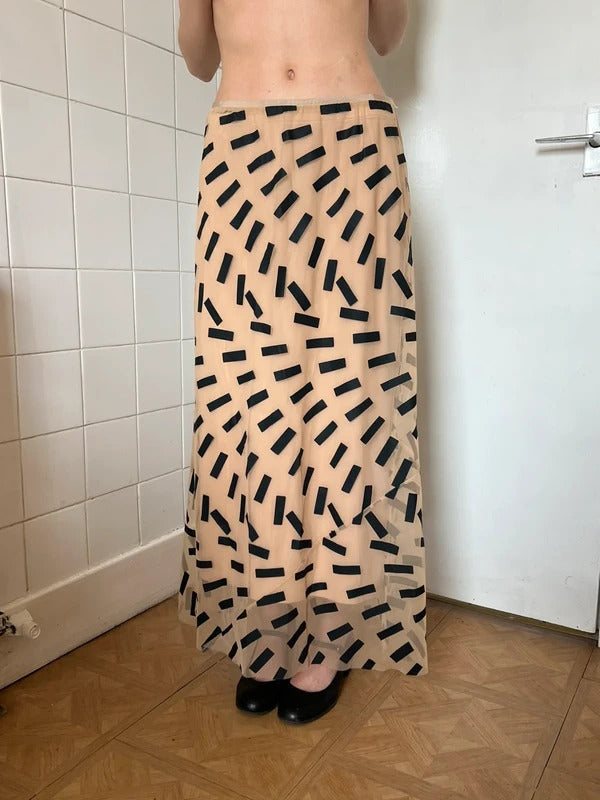 Maison Margiela Tape Print Sheer Tulle Midi Skirt IT44 / UK12 Made in Italy