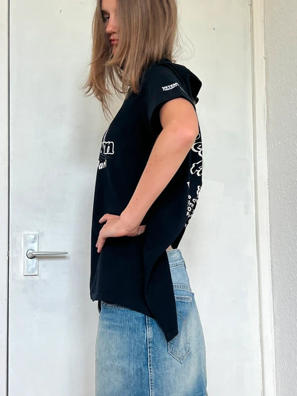 RRP €550 Vetements Open Back Graphic T-Shirt XS Black Made in Portugal