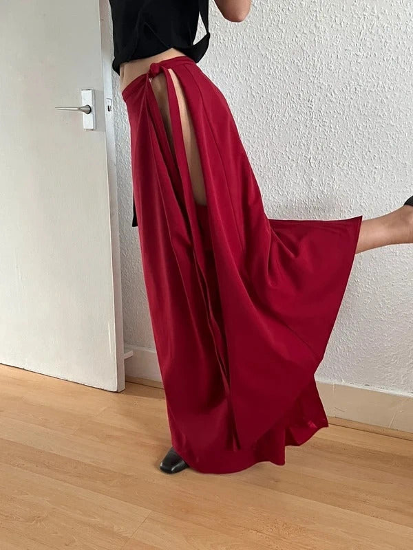 Y/Project Red Wool Maxi Side-Slit Skirt – Size S