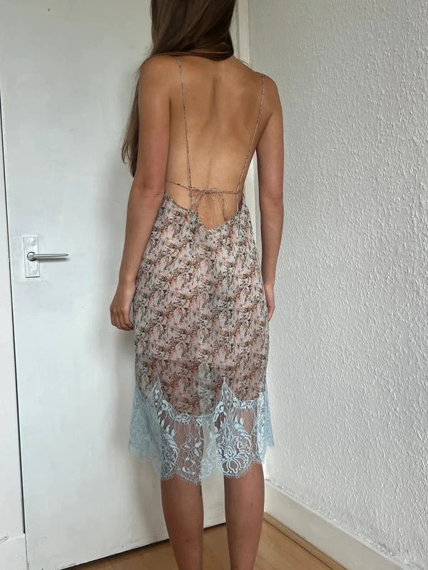 Dsquared2 Silk Slip Dress – Floral & Lace – IT42 / UK10 / M