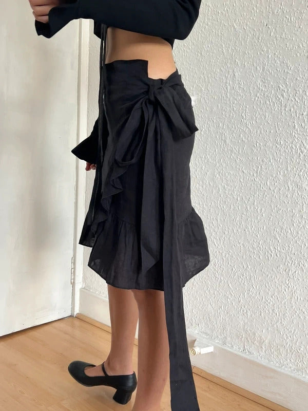 Isabel Marant Etoile Linen Wrap Mini Skirt Black FR36 / US4 / UK8 / S