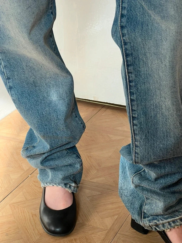 Maison Margiela High Waist Jeans W26 Blue Dirty Wash Wide Leg Made in Italy