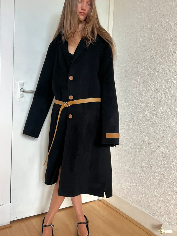 Helmut Lang Cashmere Wool Belted Coat – Black – IT40 / UK8
