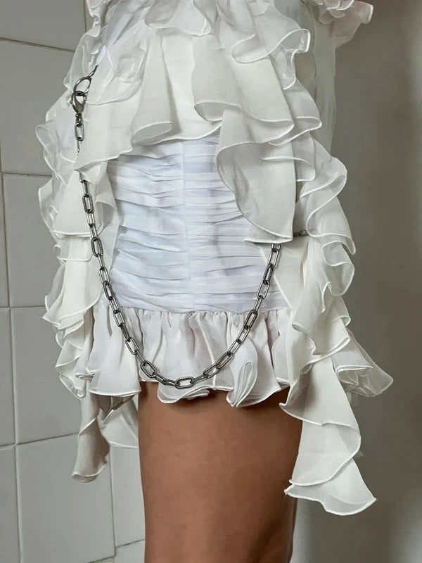 Dsquared2 Silk Ruffled Zipped Mini Skirt XS