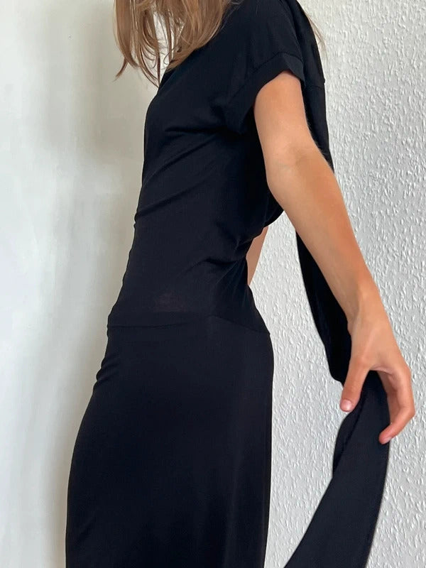 Vivienne Westwood Anglomania Draped Midi Dress Size M Black Made in Italy NWT