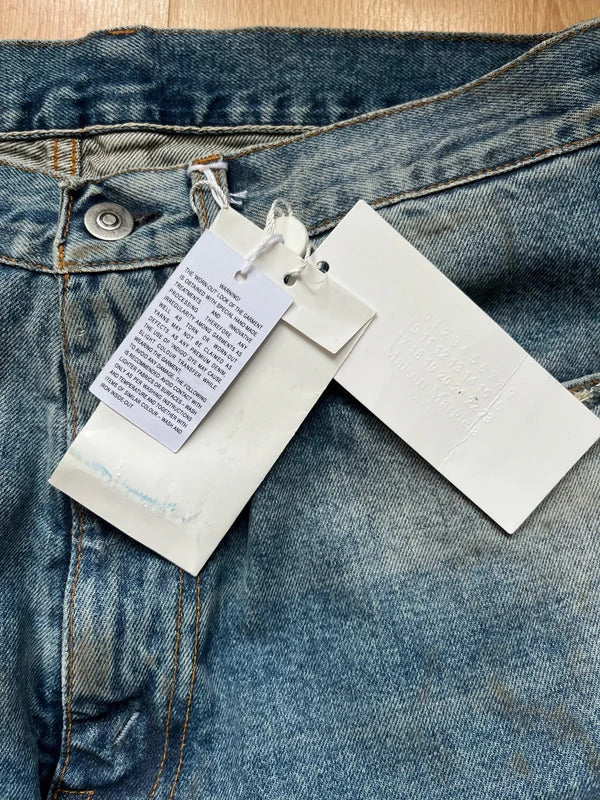 Maison Margiela High Waist Jeans W26 Blue Dirty Wash Wide Leg Made in Italy