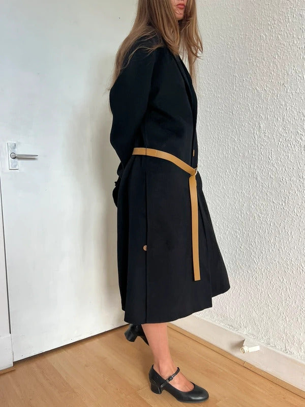 Helmut Lang Cashmere Wool Belted Coat – Black – IT40 / UK8