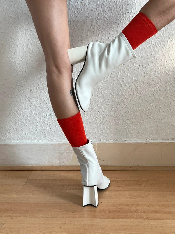 Balenciaga Glove Leather Ankle Boots White (EU37 / UK4 / US7)