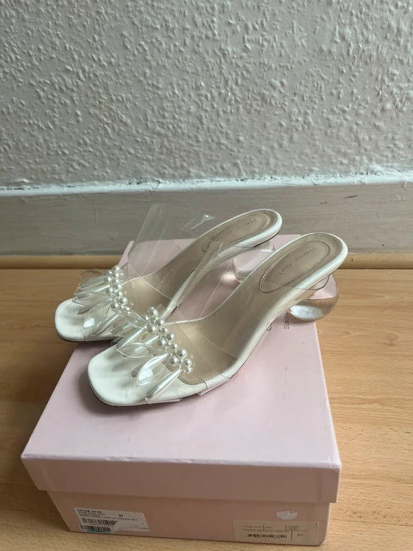 Simone Rocha PVC Pearl Beaded Mule Sandals EU37 UK4 US7 Made in Portugal