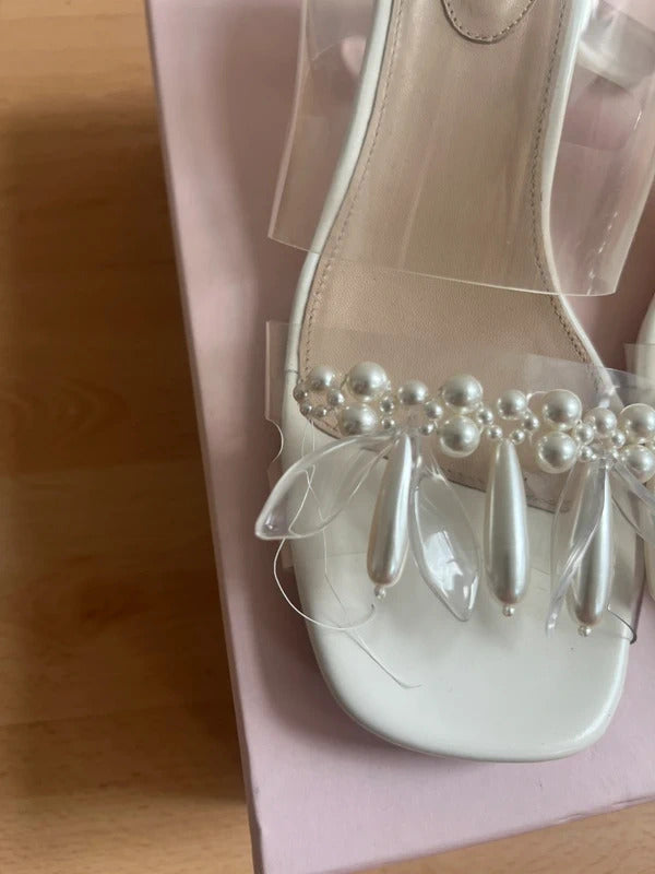 Simone Rocha PVC Pearl Beaded Mule Sandals EU37 UK4 US7 Made in Portugal
