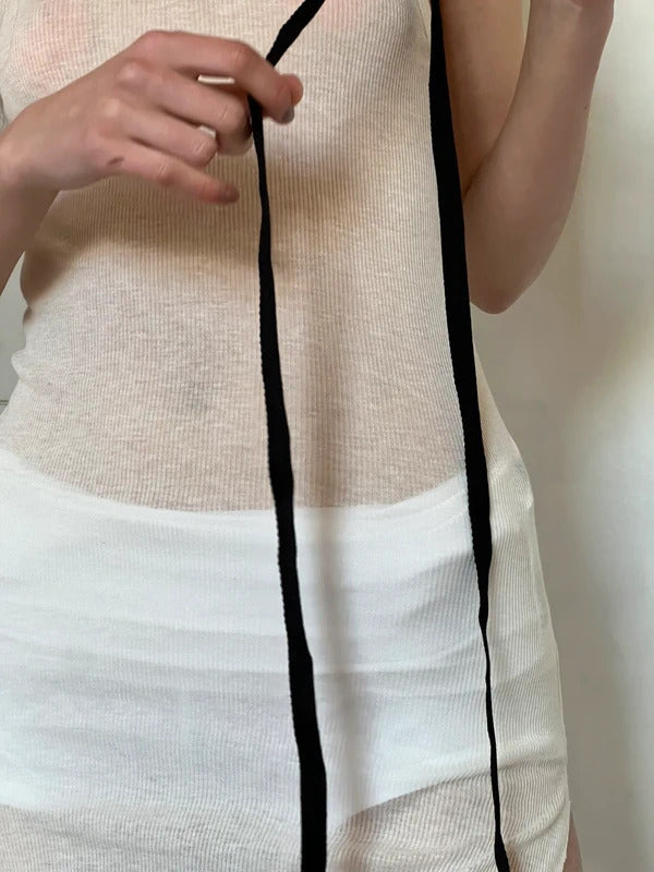 Ann Demeulemeester Cashmere Blend Knit Top XS Belted White Minimal Designer