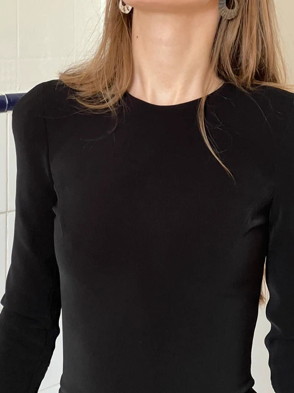 Balenciaga Black Mini Dress XS Padded Shoulders Bodycon Designer