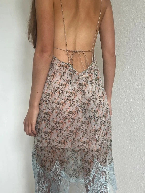 Dsquared2 Silk Slip Dress – Floral & Lace – IT42 / UK10 / M