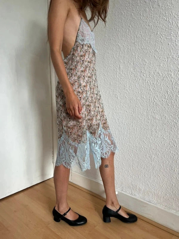 Dsquared2 Silk Slip Dress – Floral & Lace – IT42 / UK10 / M