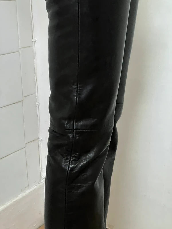 Acne Studios Black Leather Cropped Trousers – EU32 / UK6