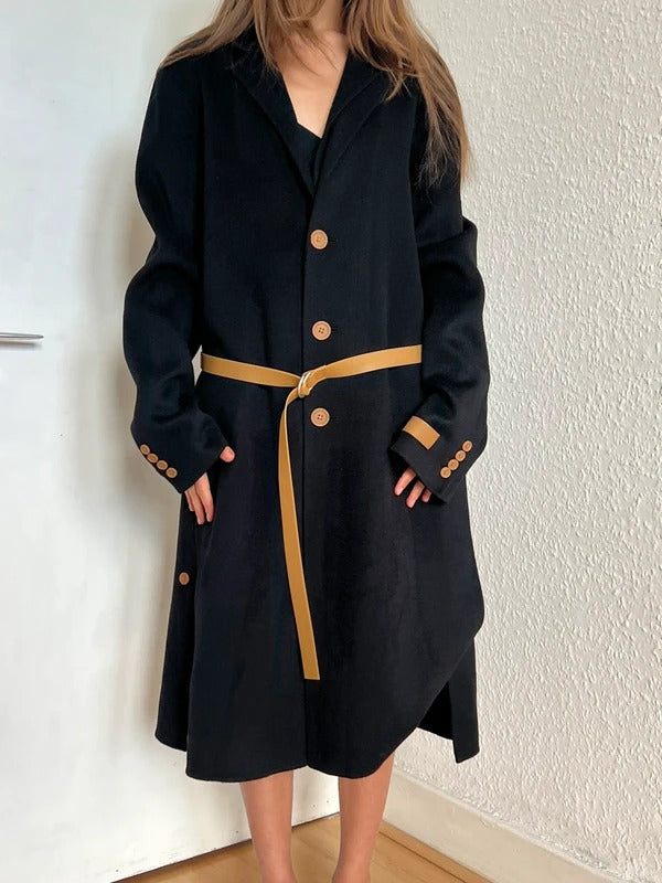 Helmut Lang Cashmere Wool Belted Coat – Black – IT40 / UK8