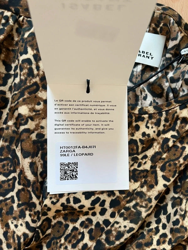 RRP €620 Isabel Marant Silk Blouse FR34 US2 UK6 XS Leopard Print Made in Portugal