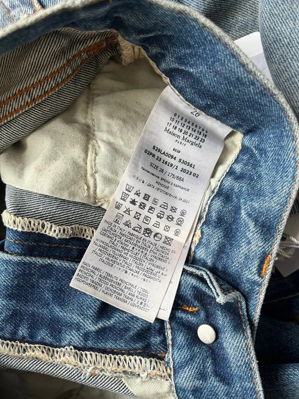 Maison Margiela High Waist Jeans W26 Blue Dirty Wash Wide Leg Made in Italy