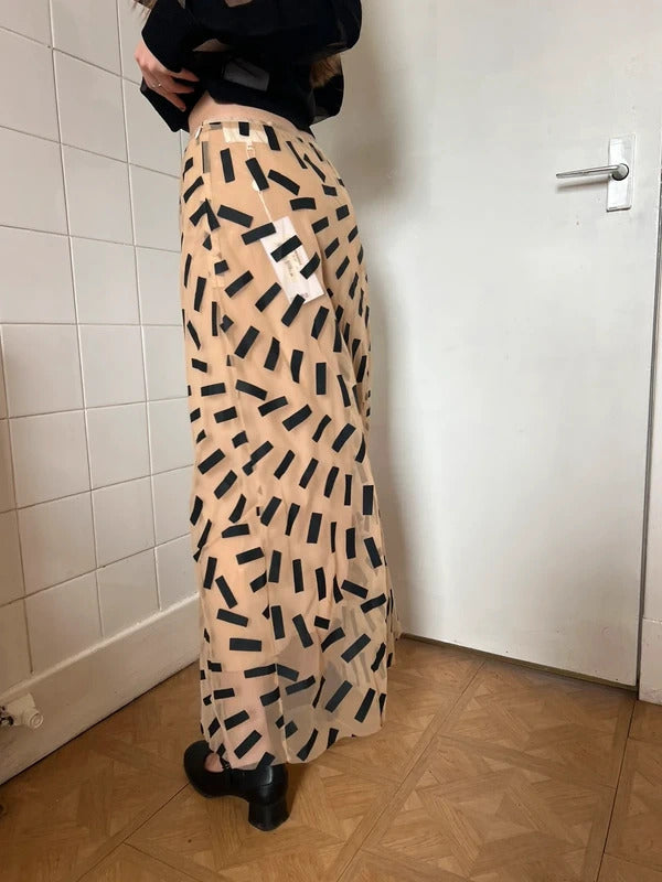 Maison Margiela Tape Print Sheer Tulle Midi Skirt IT44 / UK12 Made in Italy