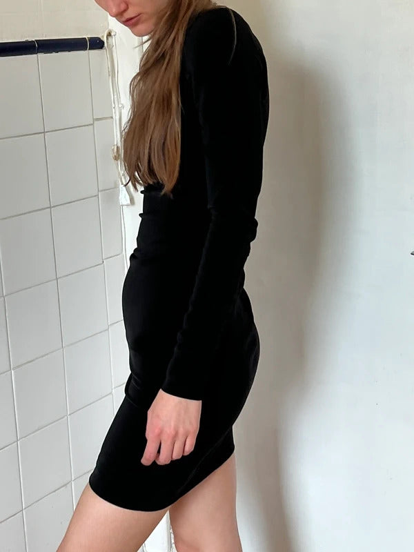 Balenciaga Black Mini Dress XS Padded Shoulders Bodycon Designer