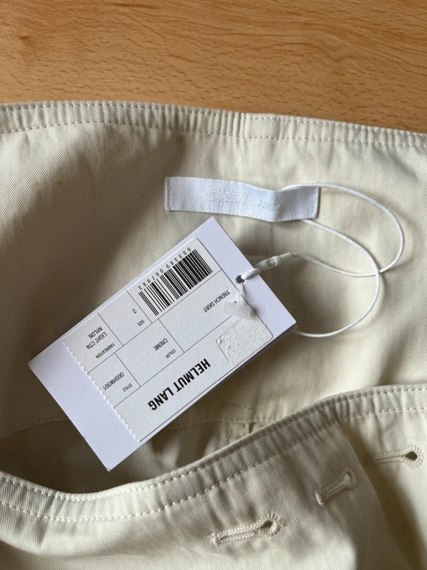 Helmut Lang Ivory Belted Wrap Midi Skirt XS US2 UK6 IT38 Cotton Twill NWT