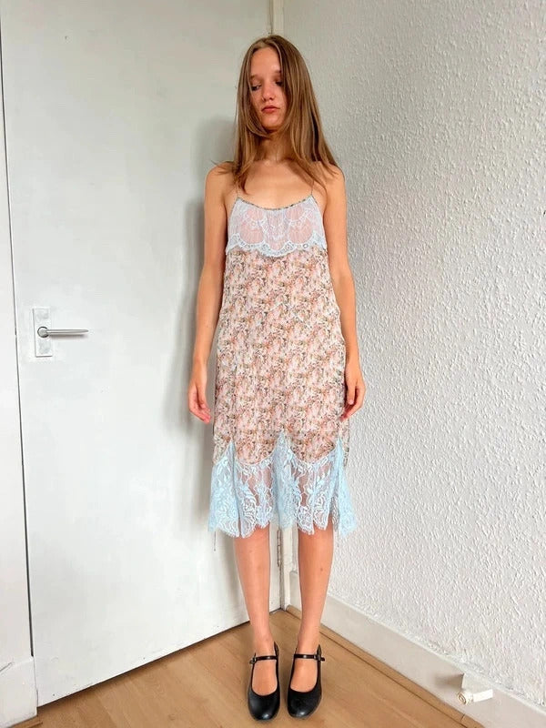 Dsquared2 Silk Slip Dress – Floral & Lace – IT42 / UK10 / M