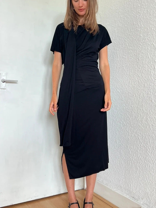 Vivienne Westwood Anglomania Draped Midi Dress Size M Black Made in Italy NWT