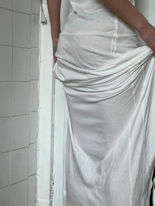 Ann Demeulemeester Leen Double Layer Maxi Dress White FR34 / UK6 XS