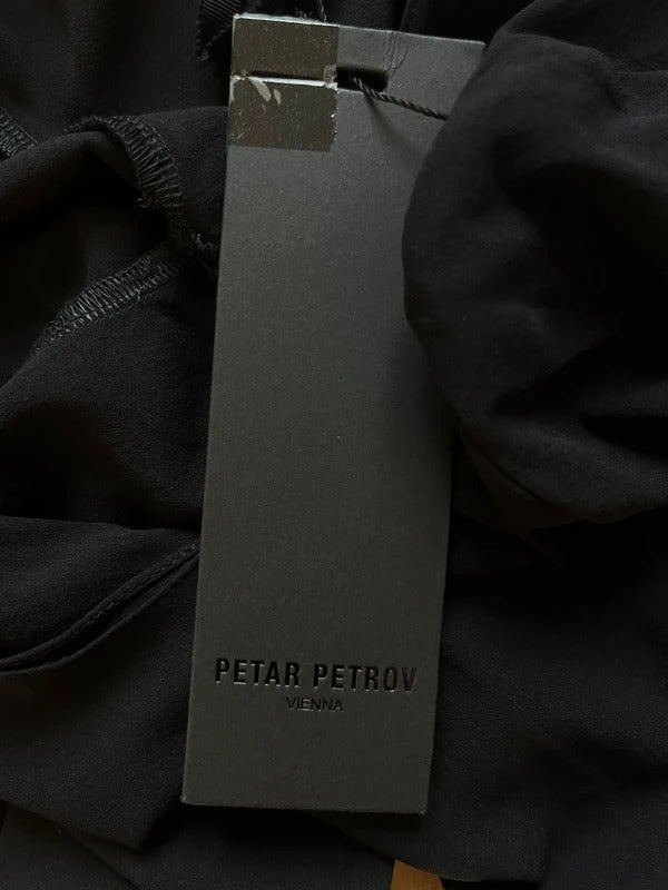 Petar Petrov Crepe Bodysuit FR36 US4 UK8 S Black Silk Cut-Out Tie Neck