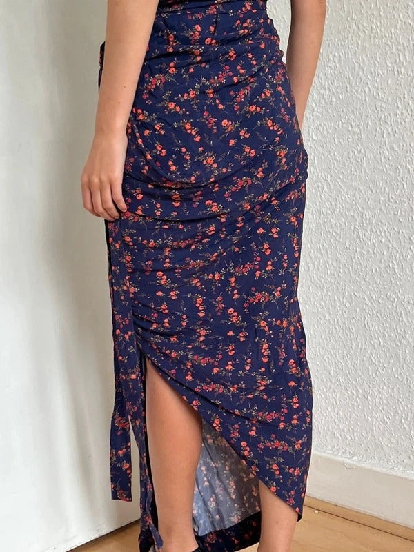 Vivienne Westwood Anglomania Floral Draped Maxi Dress IT40 UK8 S Blue