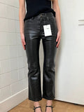 Acne Studios Black Leather Cropped Trousers – EU32 / UK6