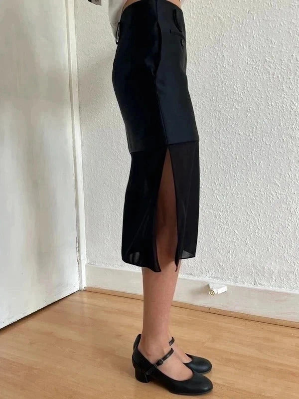 Tom Ford Silk Satin Midi Skirt – Black – IT36 / US2 / UK4 / XS – Sheer Hem – Made Italy