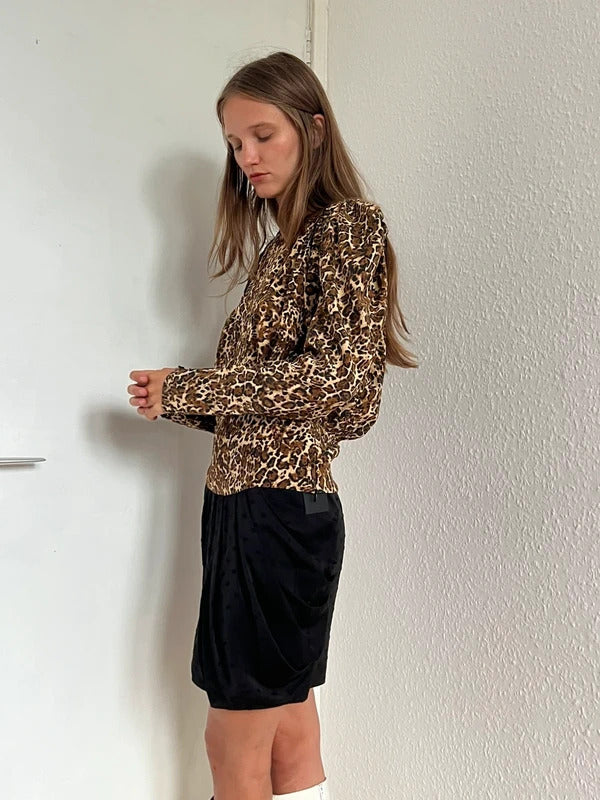 RRP €620 Isabel Marant Silk Blouse FR34 US2 UK6 XS Leopard Print Made in Portugal
