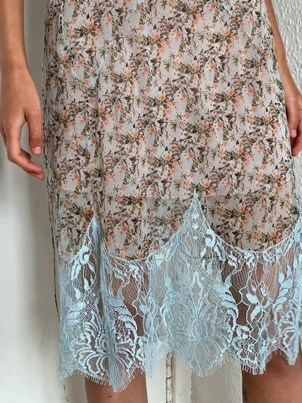 Dsquared2 Silk Slip Dress – Floral & Lace – IT42 / UK10 / M