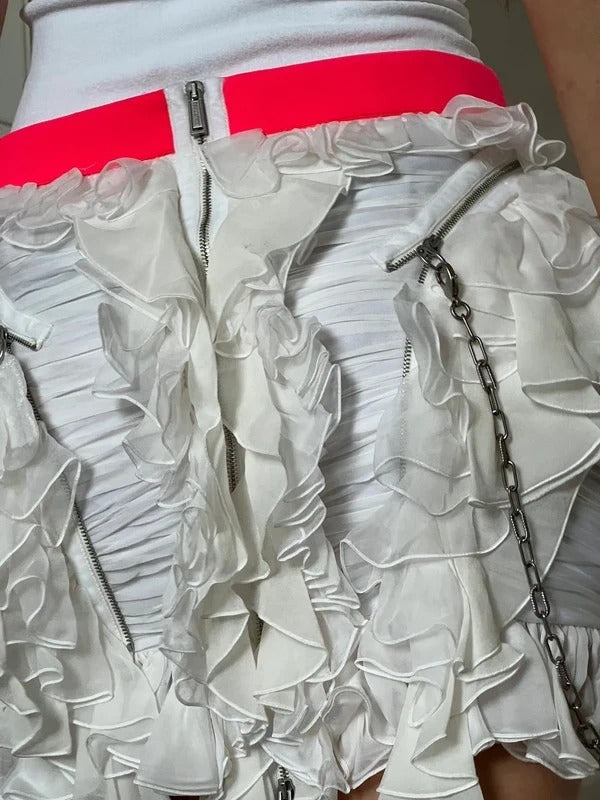 Dsquared2 Silk Ruffled Zipped Mini Skirt XS